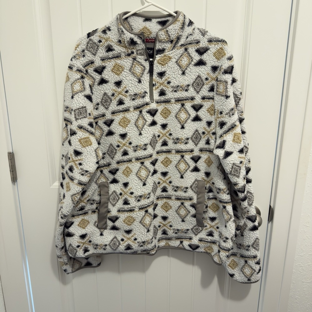 Canada Weather gear Women's 1/4 Zip Pullover Fleece White Black Brown Size XXL
